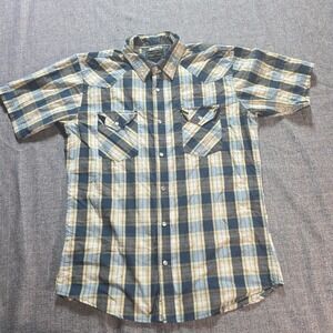 High Noon Pearlsnap Men's Short Sleeve Plaid Casual Shirt M Regular